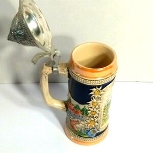 Gertz Clasic Collectable Ceramic Beer Stein with Silver Lid